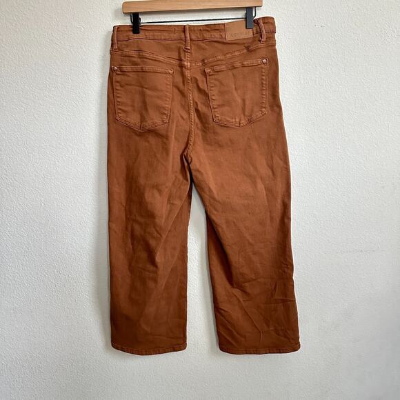 Judy Blue Jeans 15 32 Wide Leg Brown Garment Dyed Stretch Straight Leg Cropped - Picture 4 of 12